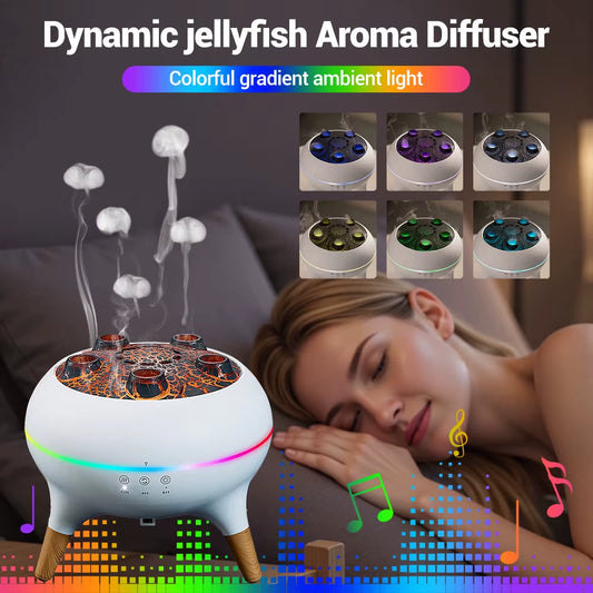 Dynamic Jellyfish Air Humidifier 250Ml Essential Oil Diffuser Remote Control Bedroom Humidifier with 7 Colorful Night Lights